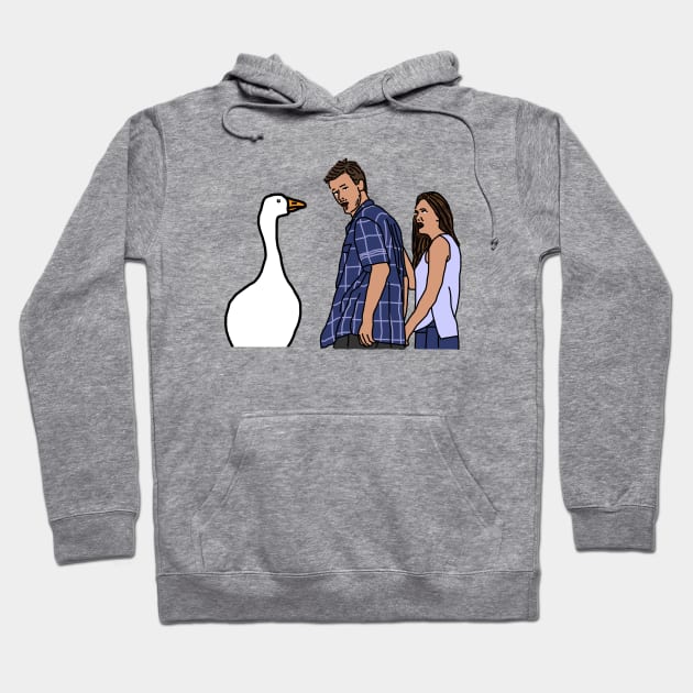 Distracted Boyfriend Meme Gaming Goose and Couple Hoodie by ellenhenryart